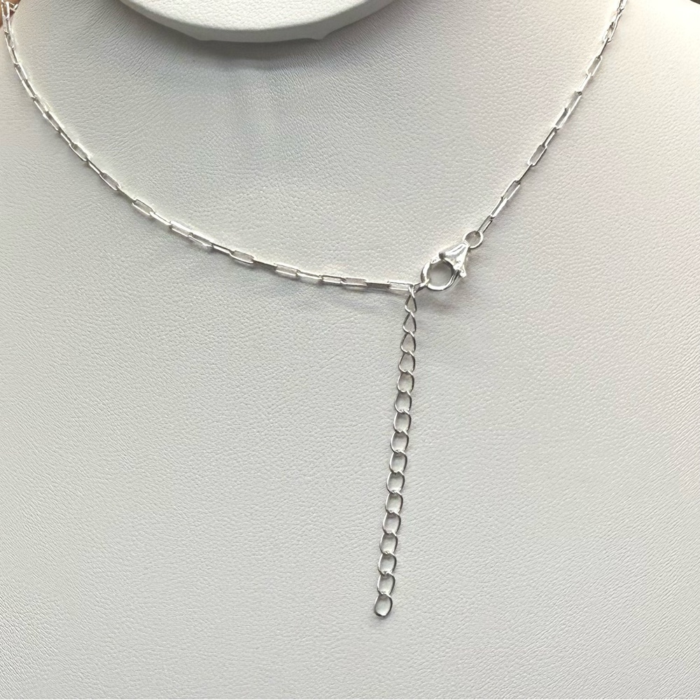 NLP1 Genuine Pink Larimar (Natrolite) Lariat Necklace Paperclip Necklace S925 - Picture 8 of 9